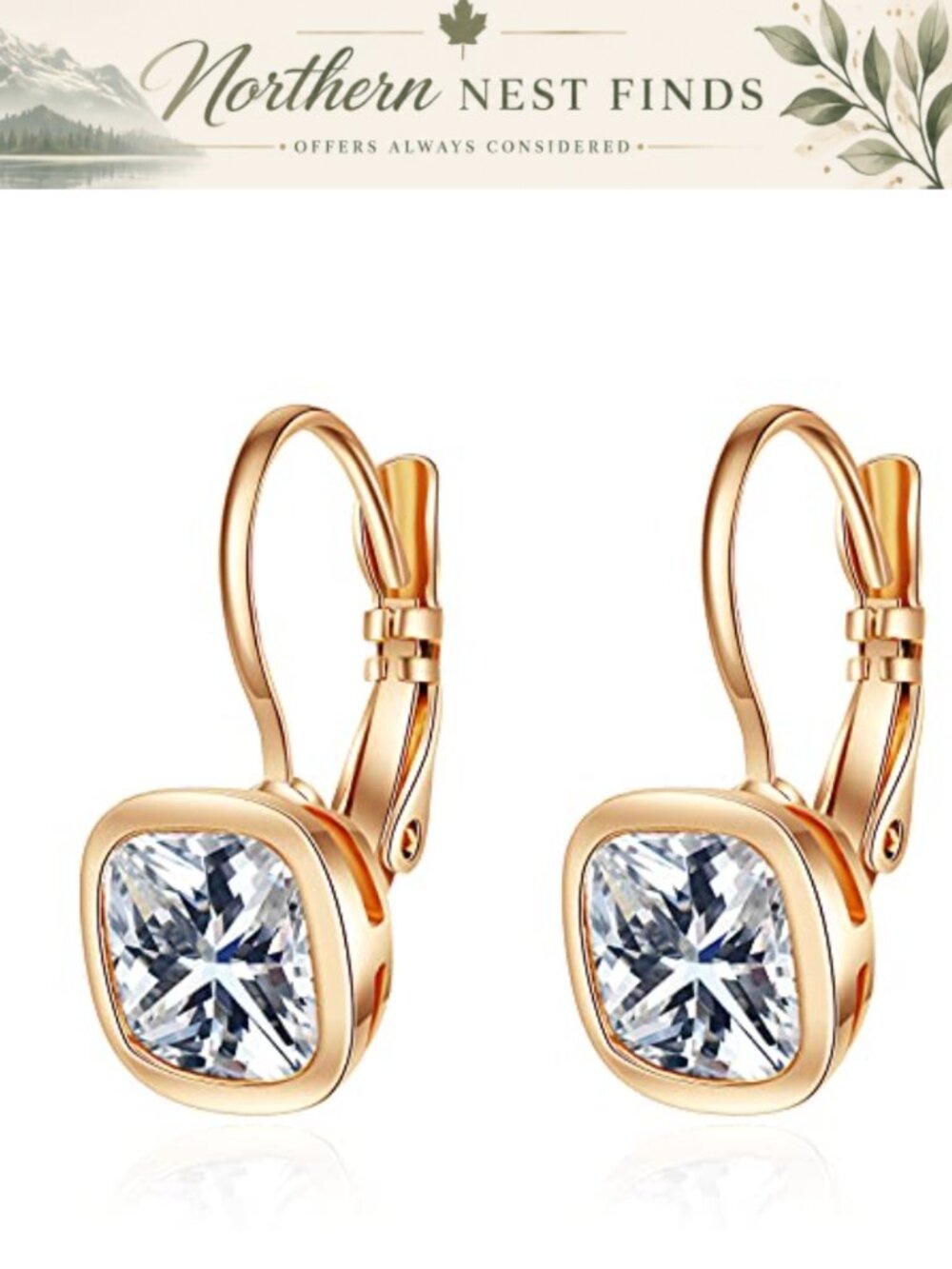 Crystal Drop Dangle Earrings Leverback Hoop Hanging Zircon Jewelry Gift for